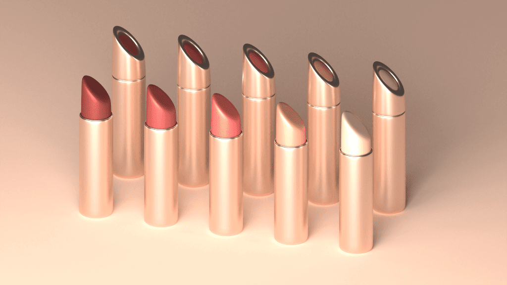 Lipstick product range 3D rendering