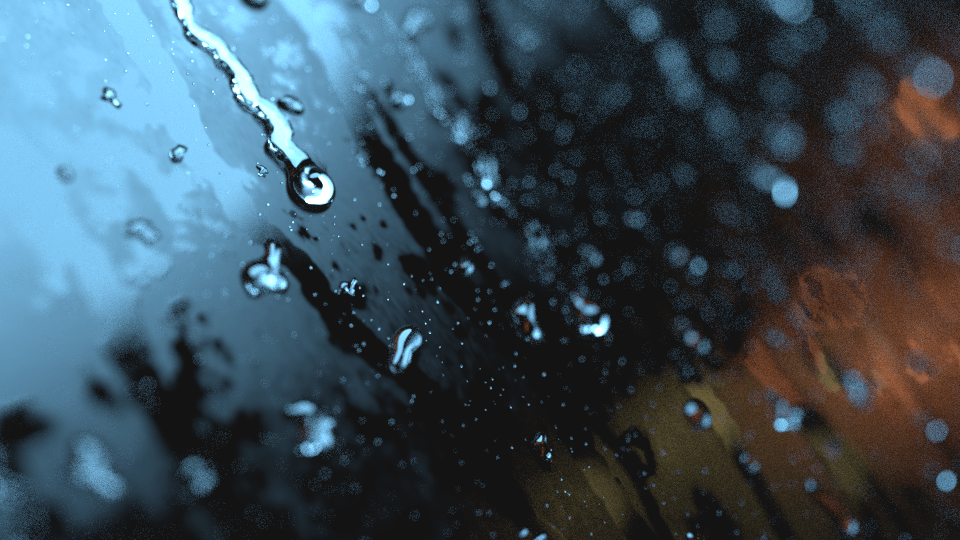 Raindrops on window glass 3D rendering